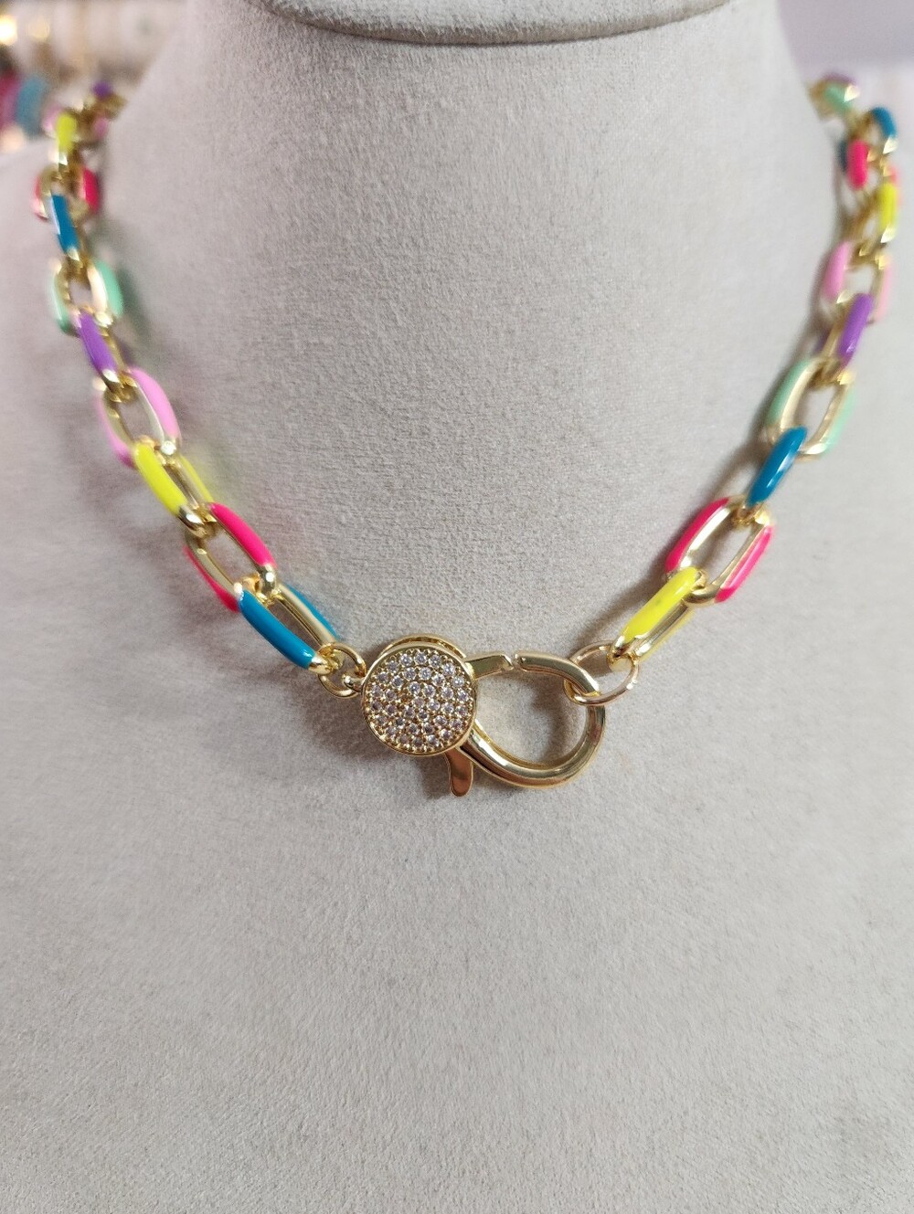 Multicolor Enamel Charm Holder Necklace